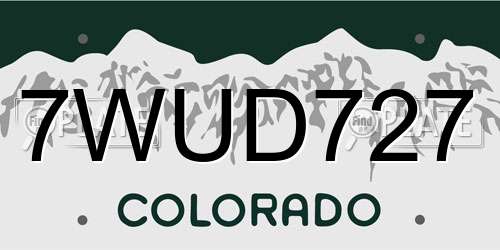 7WUD727 Colorado License Plate