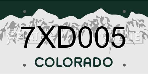 7XD005 Colorado License Plate