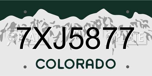 7XJ5877 Colorado License Plate