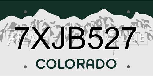 7XJB527 Colorado License Plate