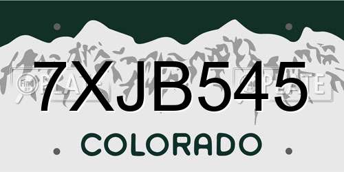 7XJB545 Colorado License Plate