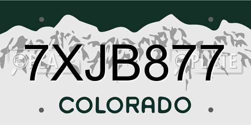 7XJB877 Colorado License Plate