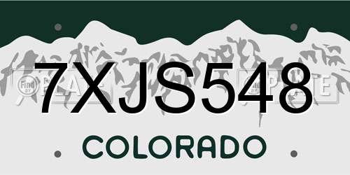7XJS548 Colorado License Plate