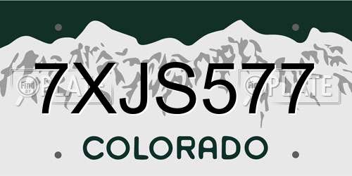 7XJS577 Colorado License Plate