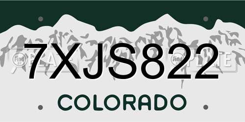 7XJS822 Colorado License Plate