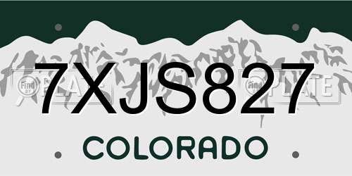 7XJS827 Colorado License Plate