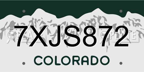 7XJS872 Colorado License Plate