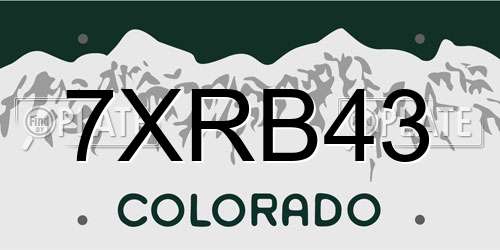 7XRB43 Colorado License Plate