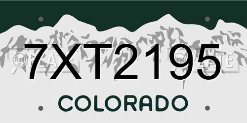 7XT2195 Colorado License Plate