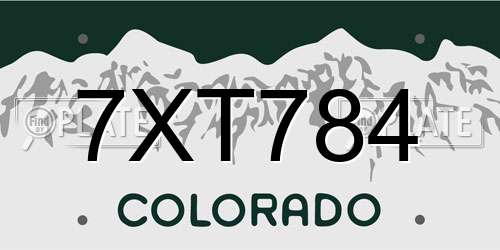 7XT784 Colorado License Plate
