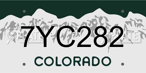 7YC282 Colorado License Plate