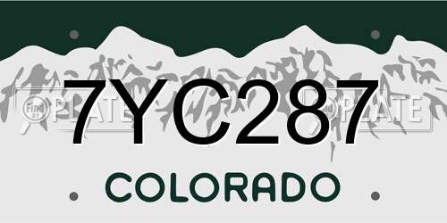 7YC287 Colorado License Plate