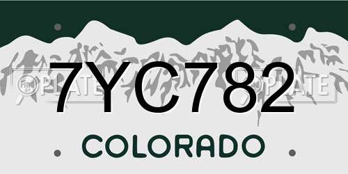 7YC782 Colorado License Plate