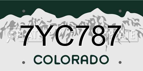 7YC787 Colorado License Plate