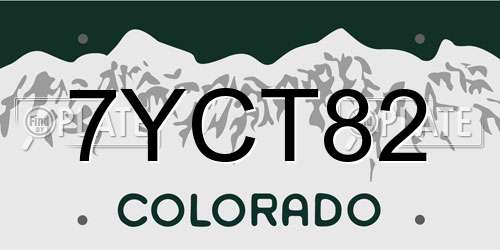 7YCT82 Colorado License Plate