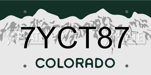 7YCT87 Colorado License Plate