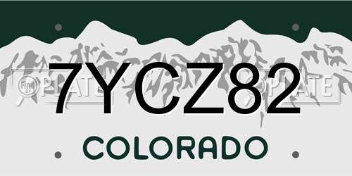 7YCZ82 Colorado License Plate