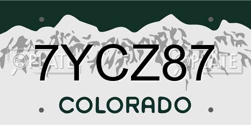 7YCZ87 Colorado License Plate