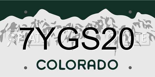 7YGS20 Colorado License Plate
