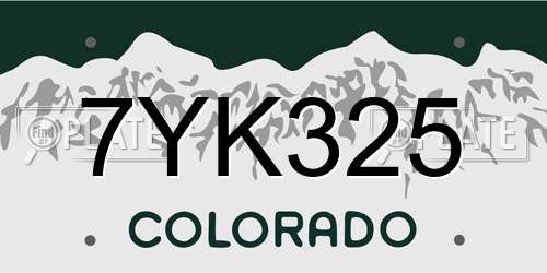 7YK325 Colorado License Plate