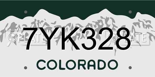 7YK328 Colorado License Plate