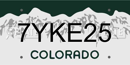 7YKE25 Colorado License Plate