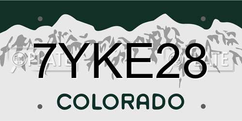 7YKE28 Colorado License Plate