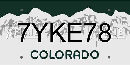 7YKE78 Colorado License Plate