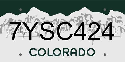 7YSC424 Colorado License Plate