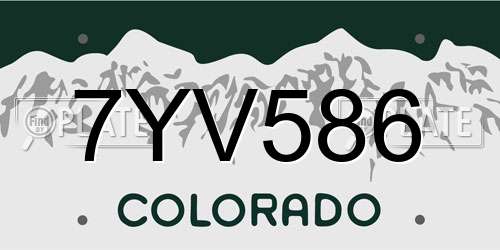 7YV586 Colorado License Plate