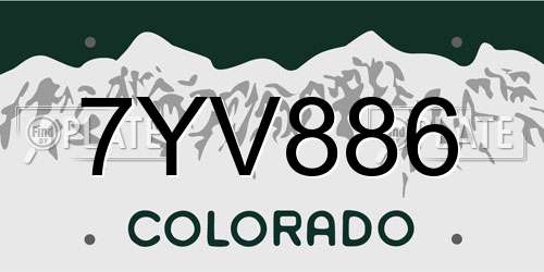 7YV886 Colorado License Plate