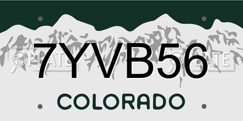 7YVB56 Colorado License Plate