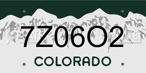 7Z06O2 Colorado License Plate