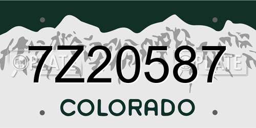 7Z20587 Colorado License Plate