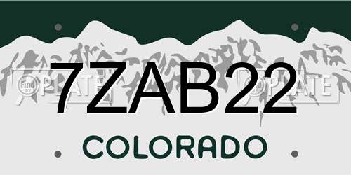 7ZAB22 Colorado License Plate