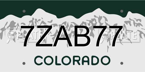 7ZAB77 Colorado License Plate