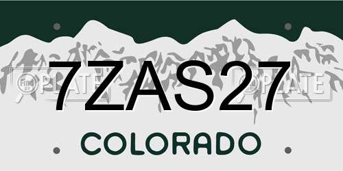 7ZAS27 Colorado License Plate