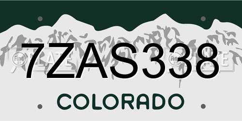 7ZAS338 Colorado License Plate
