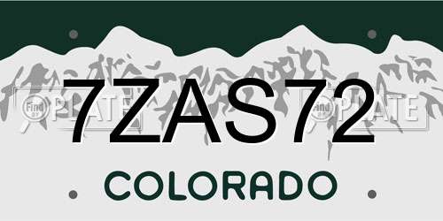 7ZAS72 Colorado License Plate