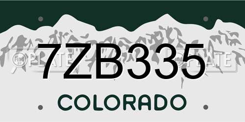 7ZB335 Colorado License Plate
