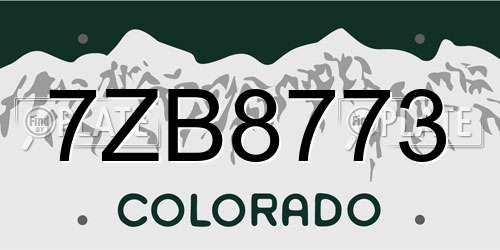 7ZB8773 Colorado License Plate