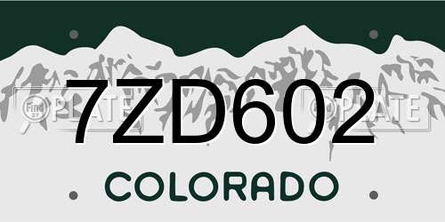 7ZD602 Colorado License Plate