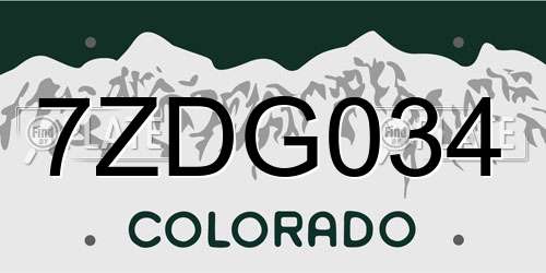 7ZDG034 Colorado License Plate