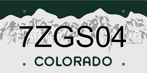 7ZGS04 Colorado License Plate