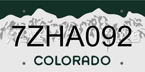 7ZHA092 Colorado License Plate