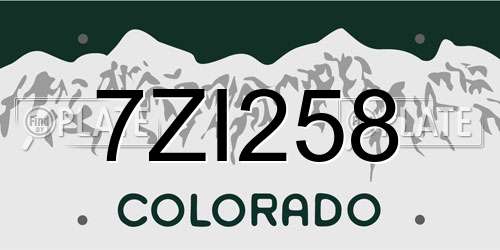 7ZI258 Colorado License Plate