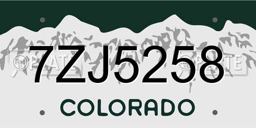 7ZJ5258 Colorado License Plate