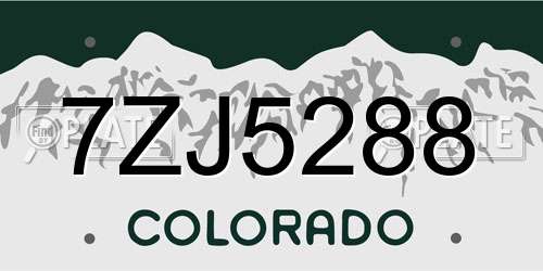 7ZJ5288 Colorado License Plate