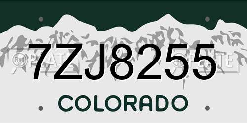 7ZJ8255 Colorado License Plate