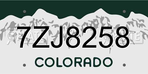 7ZJ8258 Colorado License Plate